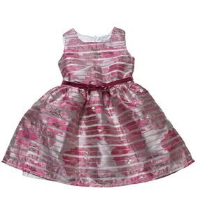 The Children’s Place Girls Floral Striped Jacquard Fit And Flare Dress - Cupcake
